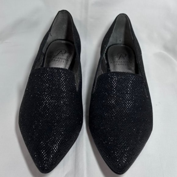 Adrianna Papell Taylor Jimmy Net Black Metallic Fabric Pointed Toe Slip On Flats - Picture 2 of 16
